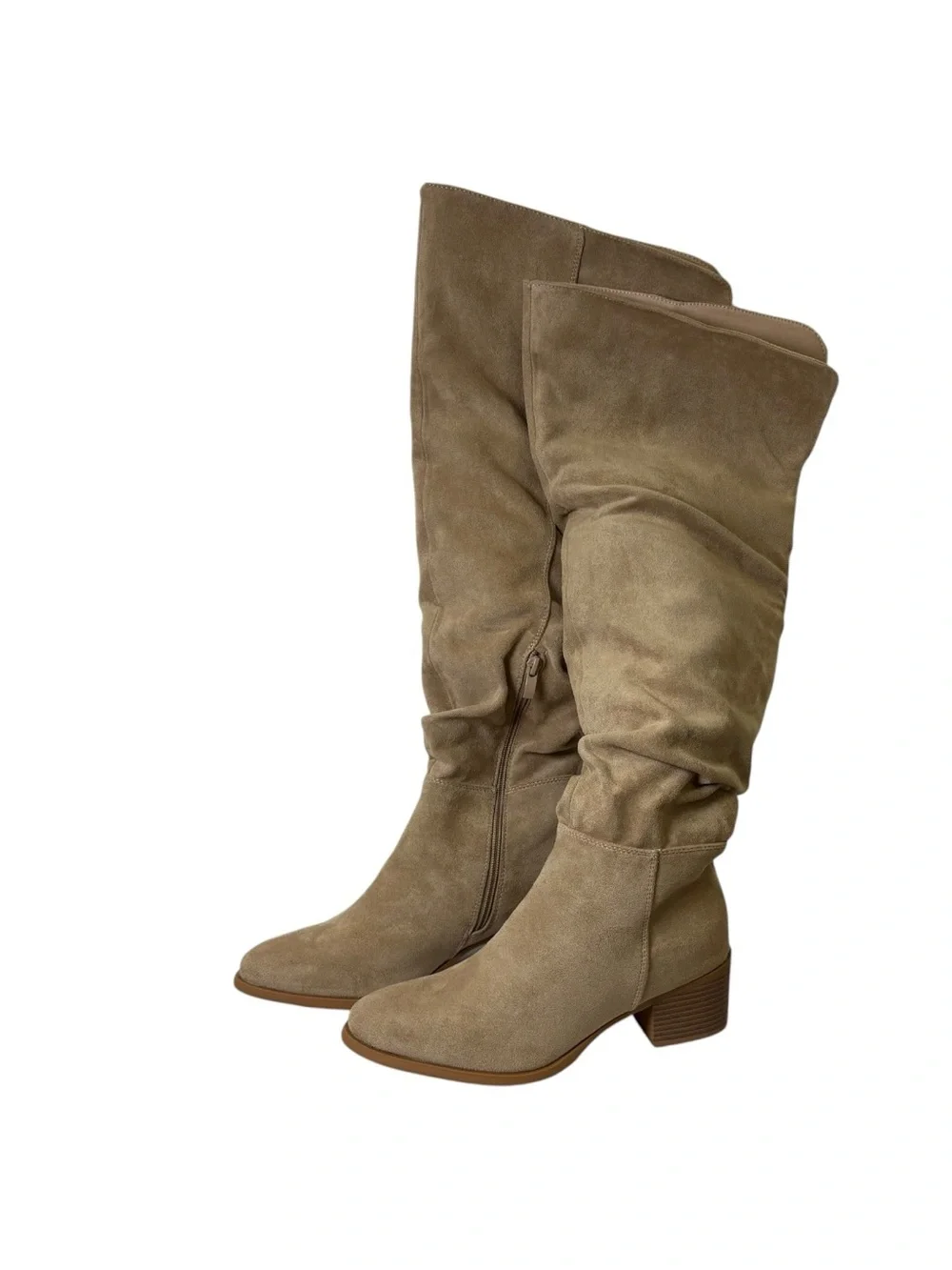 Shoe’N Tale Women’s Suede Slouchy Over-the-Knee Boots Taupe Size 37.5 (US 7)